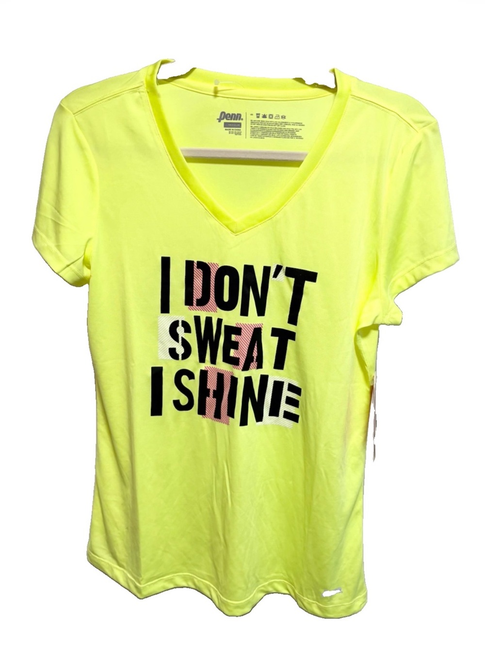 Penn Neon Yellow V-Neck Graphic tennis Tee - MED